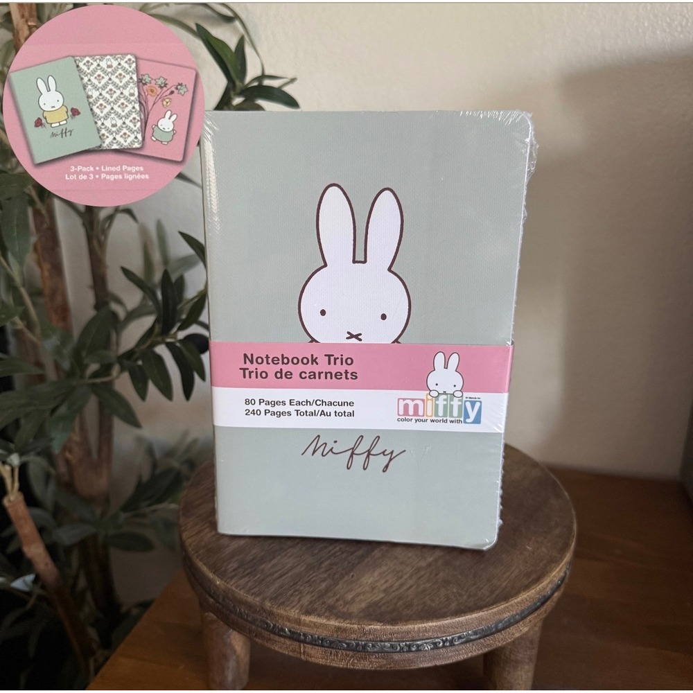 Miffy Notebook Trio 3-Pack Lined Journals Sage Green Pink Floral 240 Pages New